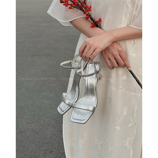 SANDAL CAO GÓT Nữ 7CM ZR MŨI VUÔNG GÓT NHỌN QUAI NGANG BASIC CHUẨN ĐẸP HÀNG XK | FULL BOX |