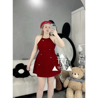 ĐẦM NHUNG CỔ YẾM GHIM NƠ [TNT SHOP BIGSIZE 60KG 90KG]