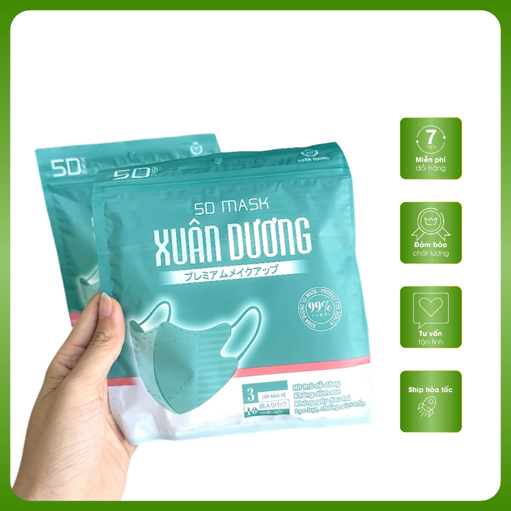 Khẩu trang 5D Mask kháng khuẩn Xuân Dương-thùng 100 cái