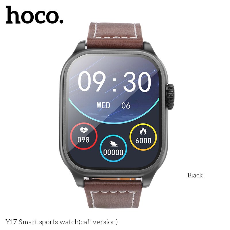 Đồng hồ thông minh HOCO Y17 dây da Smart watch hỗ trợ Nghe Gọi, Theo Dõi Sức Khỏe, chuyên Thể Thao, Chống Nước IP67