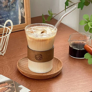  Cốc uống nước thủy tinh Borosilicate đế mỏng chịu nhiệt tốt thiết kế sọc tinh tế – dùng uống trà cà phê nước nóng 