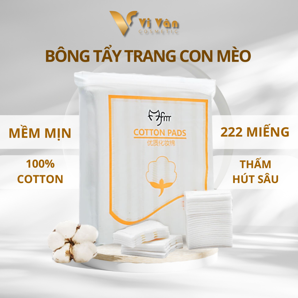 Bông tẩy trang 222 miếng cotton pads lameila 3 lớp sợi tự nhiên mềm mịn nội địa trung chính hãng Vi Vân