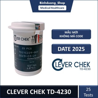 Que tiểu đường Clever Chek TD 4230 (hộp 25 que) sản xuất tại Đài Loan theo công nghệ Đức