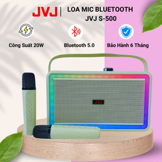Loa karaoke bluetooth 2 Mic S500 JVJ Không Dây, Công Suất 20W, Âm Thanh Sống Động, Đèn Nháy Theo Nhạc - BH 6 Tháng