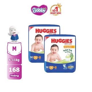 Combo 2 tã quần huggies skincare super jumbo m76+8/l68+8/xl60+8/xxl54+8