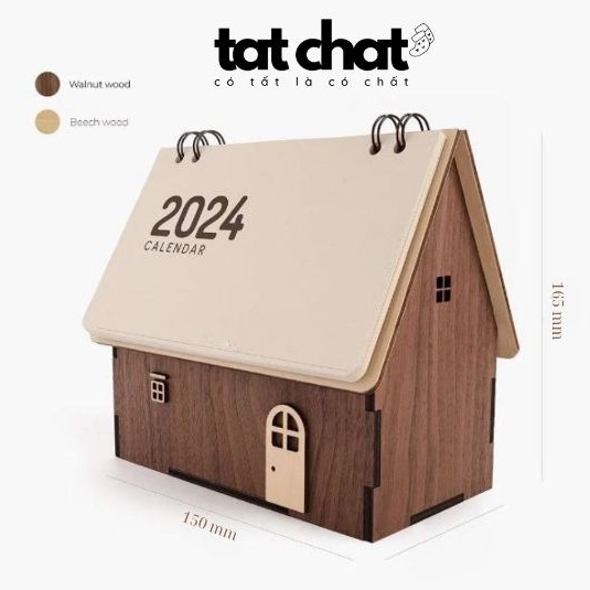 Lịch 2024, lịch để bàn 2024 (có lịch âm), lịch ngôi nhà đa năng đựng đồ - decor trang trí bàn làm việc Trang Trí Nhà Cửa