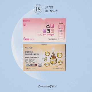 Nước uống girl collagen + perfect collagen x3 masilraon hỗ trợ đẹp da - full hộp 10 chai