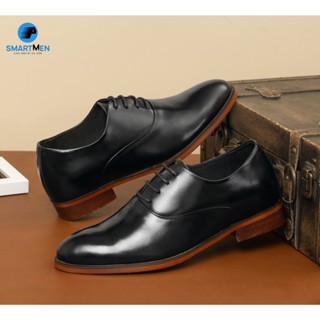 Giày Tây da bò Tăng chiều cao SMARTMEN GC-03 Đen