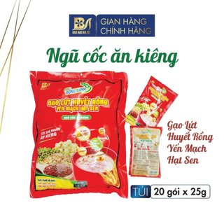 Ngũ cốc ăn kiêng gạo lứt huyết rồng yến mạch hạt sen- túi 20 gói x25g