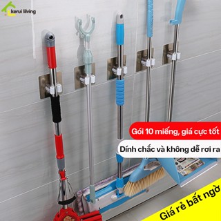 Móc treo chổi AISHA, kẹp cây lau nhà nhỏ gọn chịu lực dán tường siêu dính,móc kẹp chổi dán tường