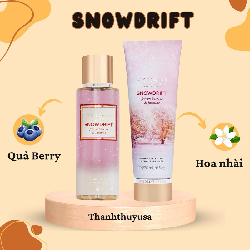 [ SNOWDRIFT ] Combo Xịt Thơm Toàn Thân Body Mist, Lotion Victoria's Secret