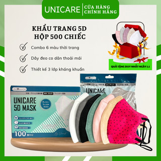  Khẩu Trang 5D Unicare 3 Lớp Kháng Khuẩn Chống Bụi Mịn Cản Tia UV chống thấm nước hàng công ty chính hãng