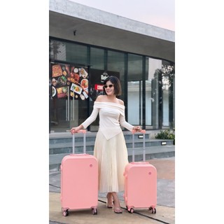Vali kéo nhựa abs thiết kế sọc dọc, bao bẻ vỡ chất lượng cao size 20/24