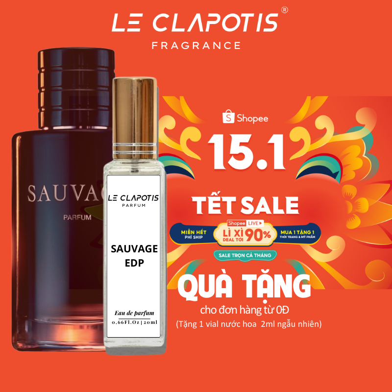 Nước Hoa Nam Sauvage EDP chính hãng Le Clapotis 20ml thơm lâu hương quyến rũ phóng khoáng 30ml