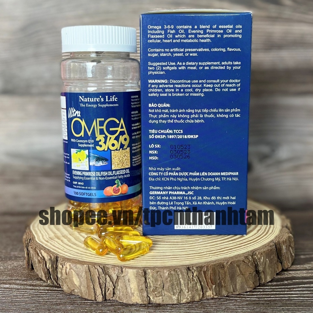 Dầu Cá Omega Alaska 3,6,9 Hỗ Trợ Hệ Tim Mạch , Trí Não , Tăng Cường Thị Lực , Sáng Mắt - Hộp 100v