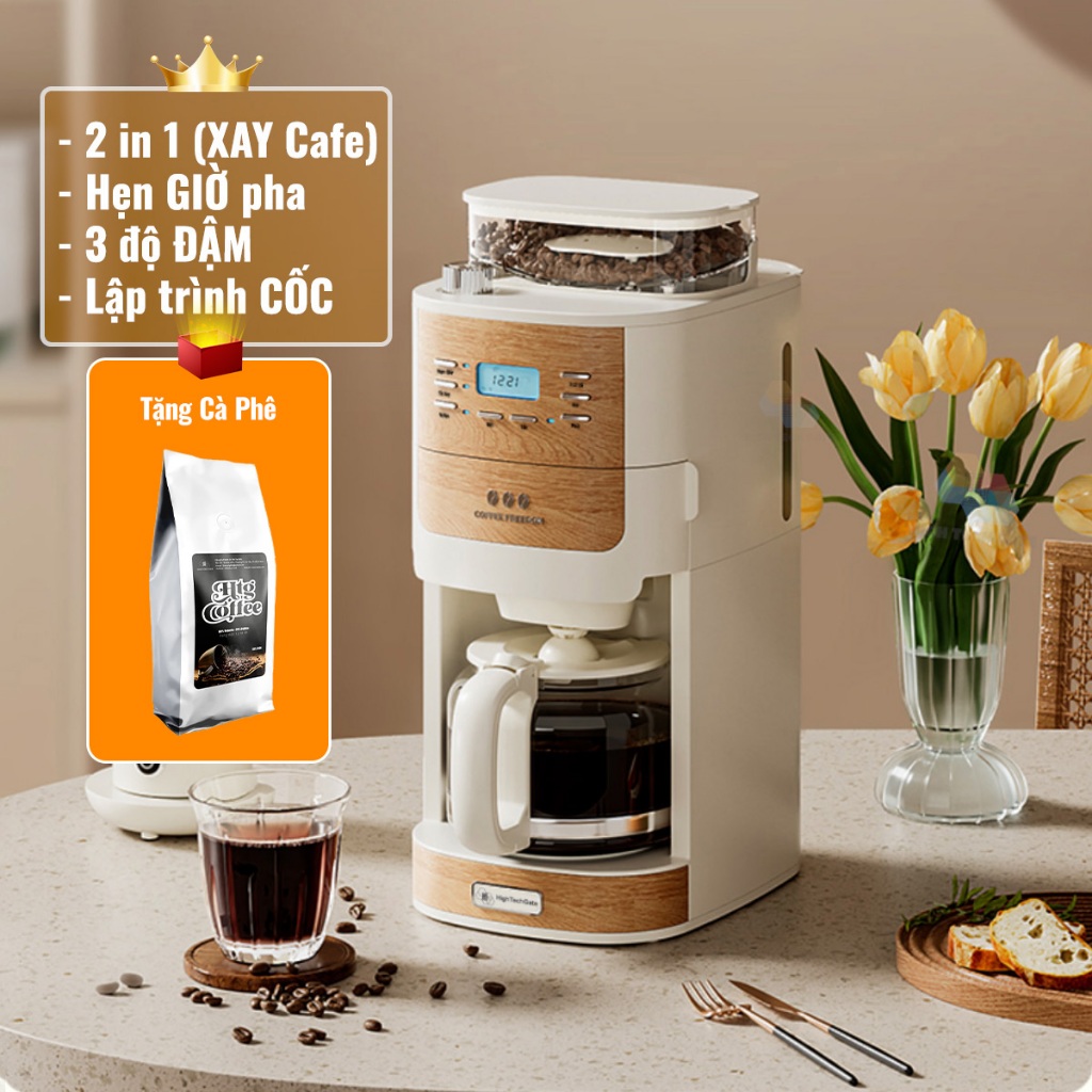 Máy Pha Cà Phê CF06 Tự Động Drip Vừa Xay, Vừa Pha 2 Trong 1, Từ 2-12 Cốc/Lần, Hẹn Giờ Pha Thông Minh
