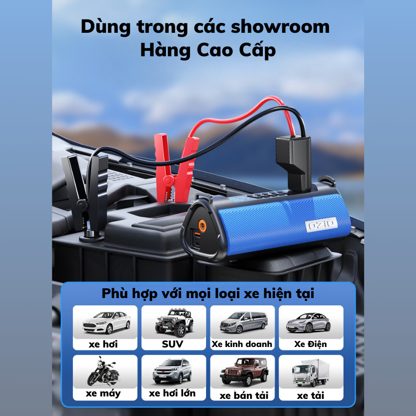 Bộ Kích Nổ Ô tô, Xe máy Chính Hãng 4in1 Cao Cấp, Dây Kích chống đảo cực, bơm siêu tốc, Chiếu sáng đa năng - BoGi