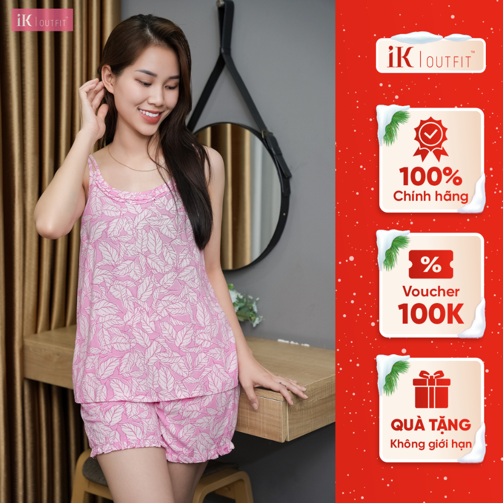 Bộ Đồ Ngủ Hai Dây Cao Cấp Rayon iK OUTFIT Mềm Nhẹ Thoán Mát Êm Dịu An Toàn Cho Da IOS13RAB0004