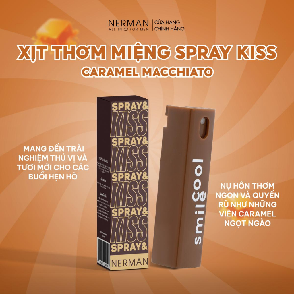 Xịt thơm miệng Spray & Kiss 10ml Nerman, Vị kẹo hoa quả bạc hà the mát cho nam nữ - Chính Hãng