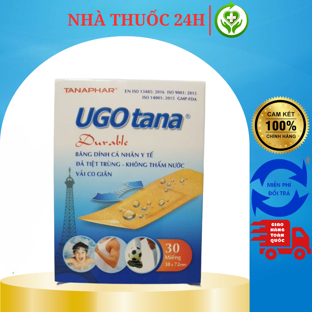 Hộp Băng dính cá nhân y tế UGOTANA miếng to 38x72mm Hộp 30 miêng Không