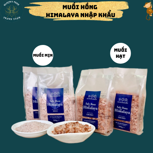 (date 12/6/2026)Muối hồng Himalaya Sottolestelle 500g ( Muối mịn &amp; Muối hạt ) Himalaya Salt