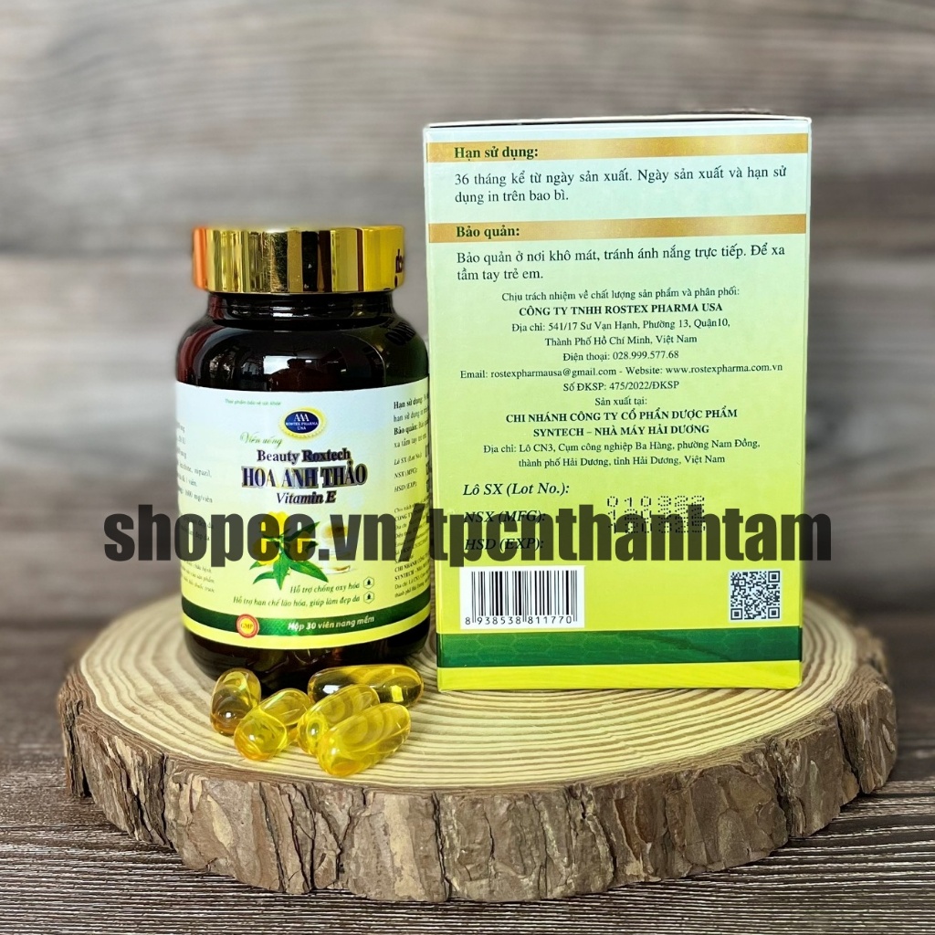 Viên uống đẹp da TINH DẦU HOA ANH THẢO VÀNG hỗ trợ giảm sạm da, nám da, bổ sung chất chống oxy hoá – Chai 30 viên