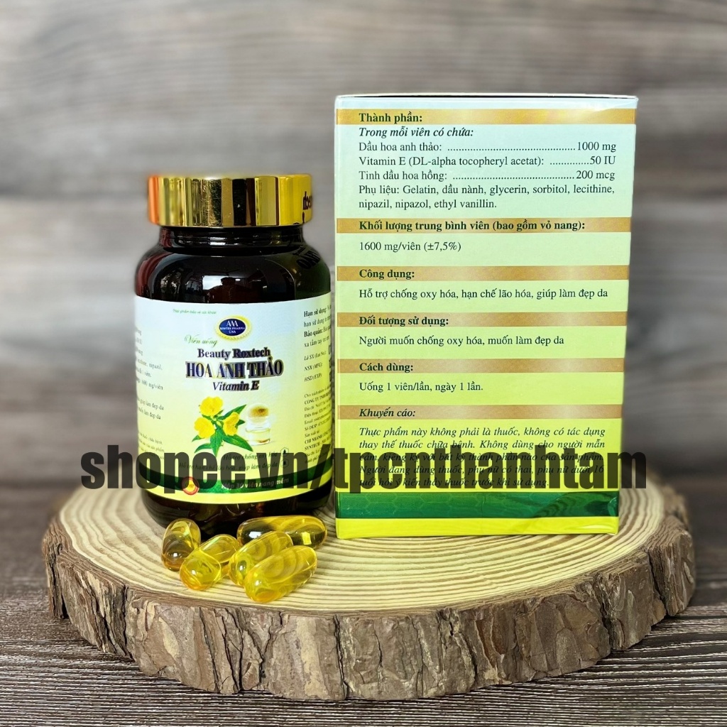 Viên uống đẹp da TINH DẦU HOA ANH THẢO VÀNG hỗ trợ giảm sạm da, nám da, bổ sung chất chống oxy hoá – Chai 30 viên