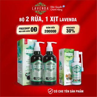Combo khử nhanh Nấm ngứa, Khử mùi hôi, khí hư, Huyết trắng (1 xịt Lavenda 60 ml + 2 rửa Lavenda 275ml)