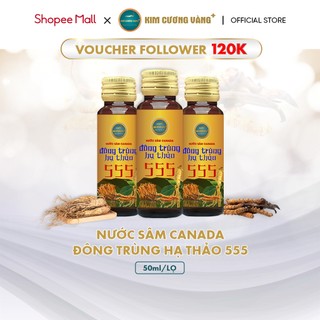 Gói 3 chai Nước Sâm Đông Trùng Hạ Thảo Giải Độc Gan Tăng Đề Kháng 555  Kim Cương Vàng