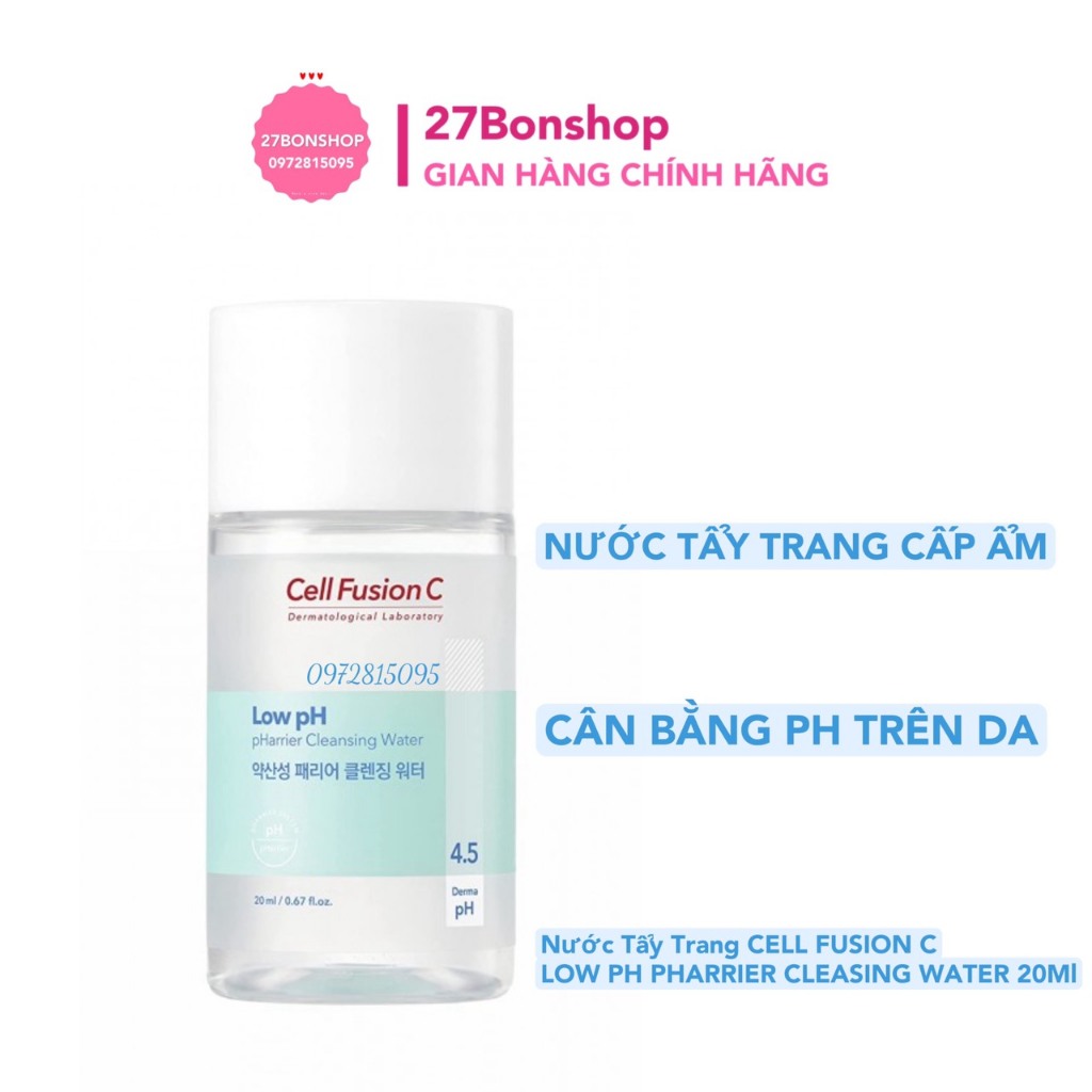 NƯỚC TẨY TRANG CELL FUSION C LOW pH PHARRIER CLEASING WATER 20ML