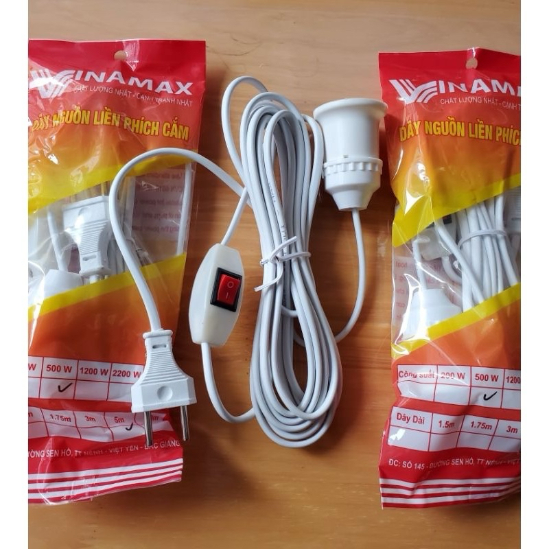 Dây Đèn Liền Đui Chính Hãng Vinamax-Có Công Tắc-Dây 3Mét/5mét/10mét-Hàng Việt…