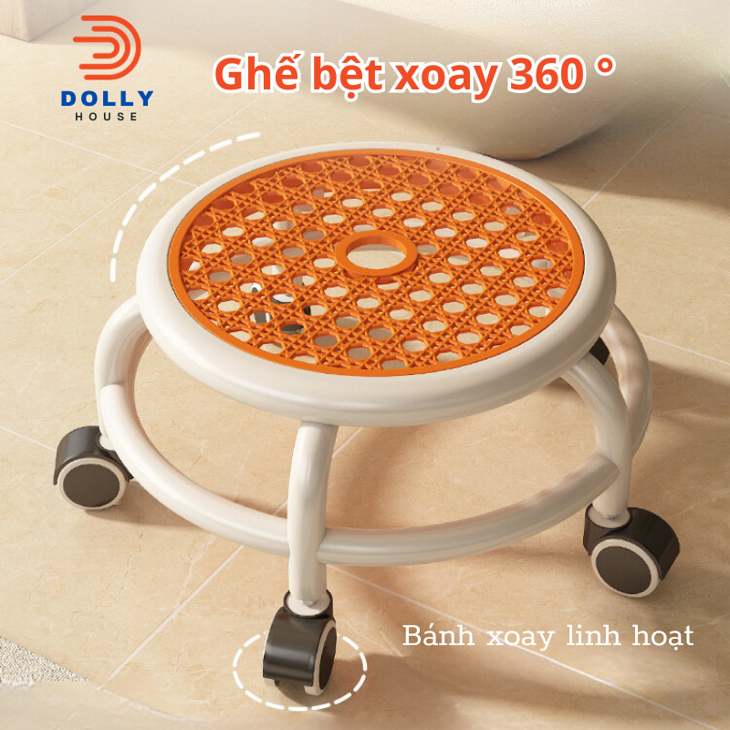 Ghế tròn xoay bệt có bánh xe xoay 360 độ, ghế nail, ghế bệt đóng hàng khung nhựa đúc , màu sắc xinh 