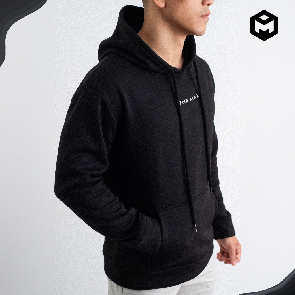 Áo khoác hoodie đen vải nỉ trần bông cao cấp GYMMAX G1049