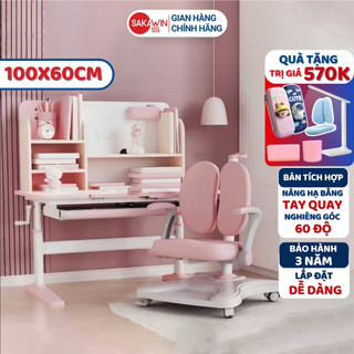 Bàn học sinh Sakawin S100 có giá sách size lớn 1M Nâng hạ tay quay tiện lợi