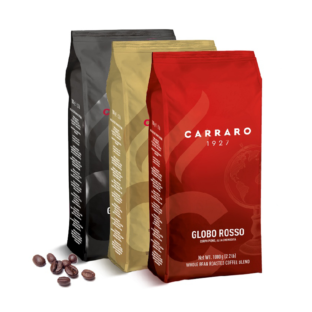Combo 03kg cà phê hạt Carraro (Rosso, Oro, Arabica) Mix hoặc cùng loại - Nhập khẩu từ Ý