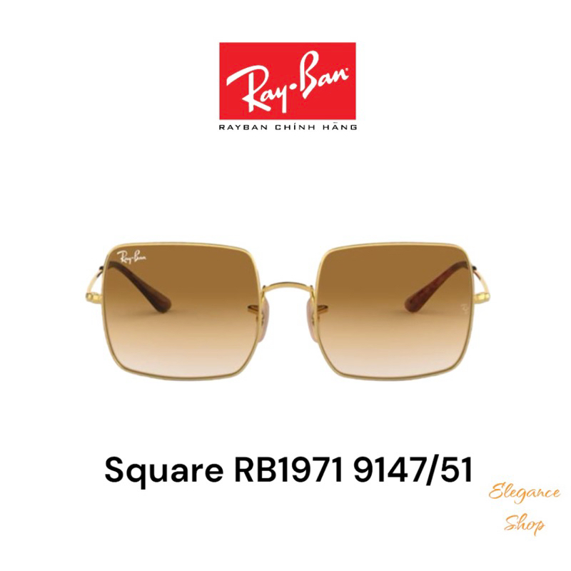 [Chính Hãng] Kính Mát RayBan Square RB1971 9147/51 Brown Gradient chống tia UV, Kính Râm RayBan Unisex ELEGANCE Shop