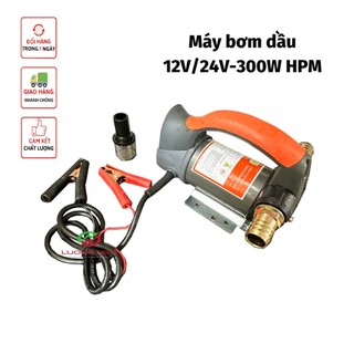 Máy bơm dầu nhớt 300W 12V/24V dùng để bơm hút dầu thủy lực, bơm dầu motor lõi đồng lưu lượng 50L/phút