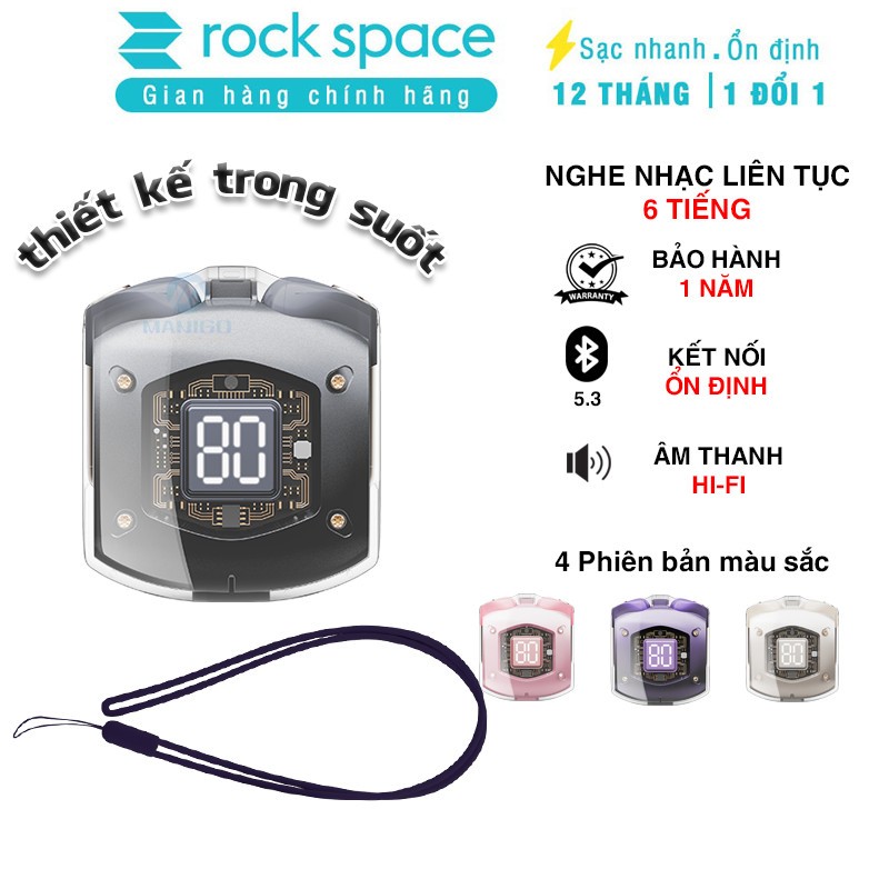 Tai nghe không dây bluetooth nhét tai TWS Rockspace Air Bubble nghe nhạc lên đến 20h hàng chính hãng bảo hành 12 tháng