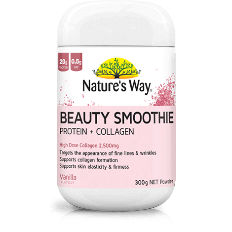 HŨ 300g BỘT ĐẠM PROTEIN - COLLAGEN 2.500mg - VITAMIN C - ZINC, Nature's Way Beauty Smoothie, VỊ VANI