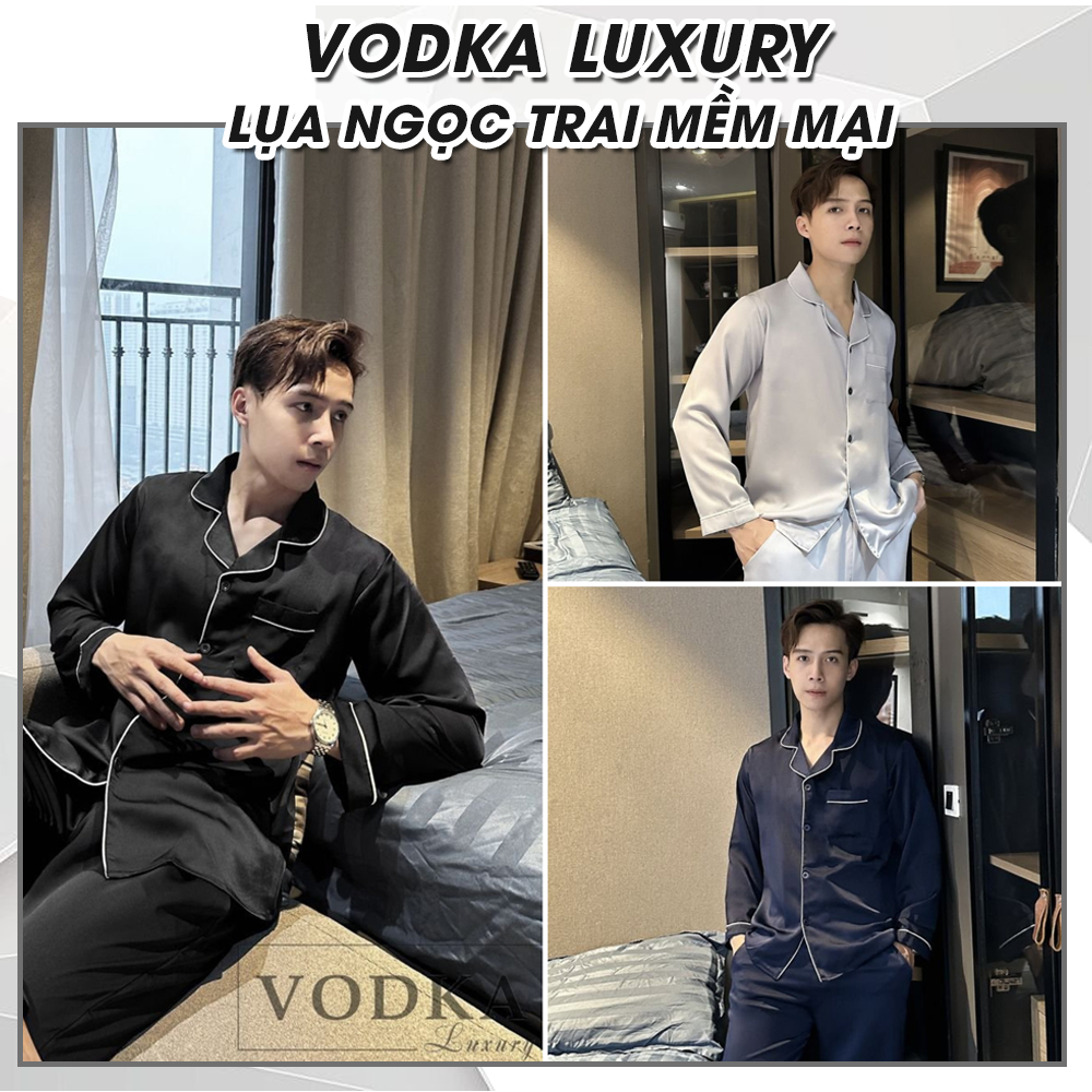 Đồ ngủ nam pijama lụa mặc nhà chất lụa satin thoải mái và mềm mại sang chảnh T16ST - VODKA LUXURY