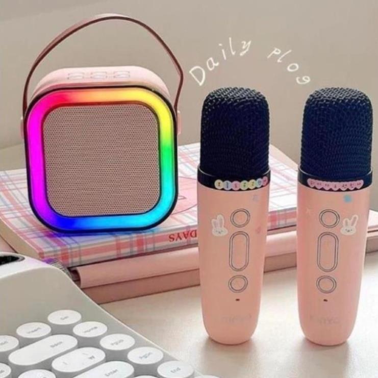 Loa Bluetooth, Loa Karaoke Mini K12 Sạc Pin Không Dây, Âm Thanh Hay Bass Chuẩn Tặng Kèm 2 Míc Hát, Bảo Hành 12 Tháng