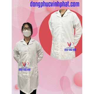 Áo Blouse Trắng Tay Dài Cho Nữ Cao Cấp, Áo Bác Sĩ, Y Tá, Dược Sĩ, Nhà Thuốc