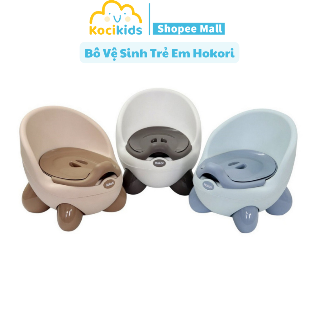 Bô vệ sinh trẻ em Hokori cho bé từ 6 tháng đến 5 tuổi chất liệu nhựa PP chống trơn trượt có chỗ dựa và khay tiện dụng
