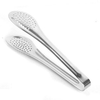 Kẹp gắp thức ăn gắp nóng gắp đá đầu tròn lỗ và răng cưa Chất Liệu Inox Bền Bỉ