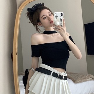 Áo croptop trễ vai tay ngắn bigsize,áo kiểu nữ hàn quốc sang chảnh B19