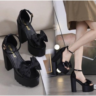 GIÀY SANDAL CAO GÓT PHỐI NƠ 14P