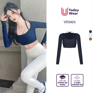   XẢ KHO ĐÓN TẾT  Áo tập gym yoga thể thao nữ Vivian tay dài Today U Wear chất liệu cao cấp thoáng khí tập yoga gym 