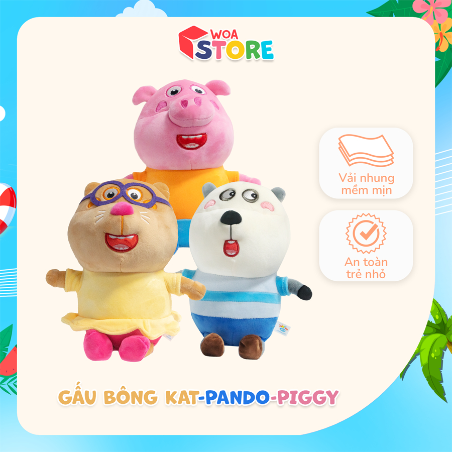 Gấu Nhồi Bông Pando, Kat, Piggy Handmade - Chính Hãng Thương Hiệu Wolfoo