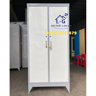 Tủ sắt 2 cánh sơn dầu màu xám không kiếng cao 1m8 và cao 1m6