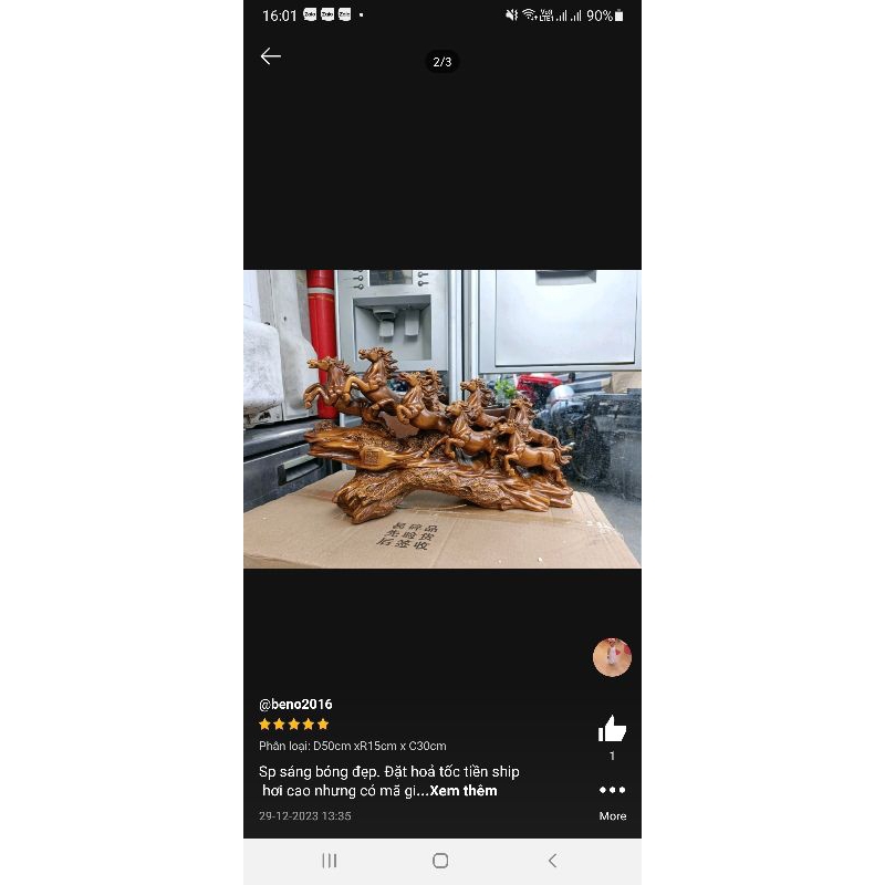 Tượng Gỗ Mã Đáo Thành Công Kích Thước Lớn 50*15*30cm Nặng 4,5kg